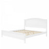 Benson Queen Size Solid Wood Platform Bed with Stylish Headboard, White | Lit plateforme Benson en bois massif format Queen avec tete de lit elegante, blanc