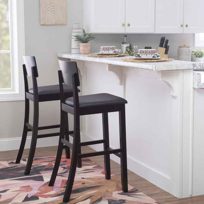 Torino Faux Leather Contemporary Barstool - Black
