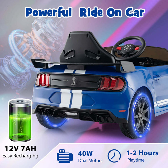 Costway 12v Licensed Ford Mustang Shelby Gt500 Kids Ride On Car With Remote Control Navy