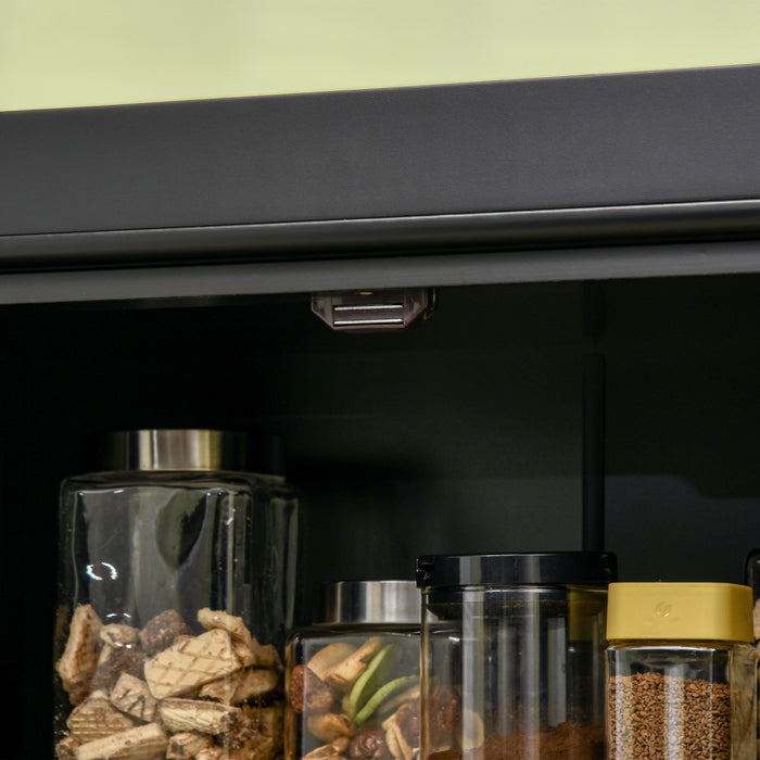 HOMCOM Freestanding 4 Door Kitchen Pantry Cabinet with Shelves Black