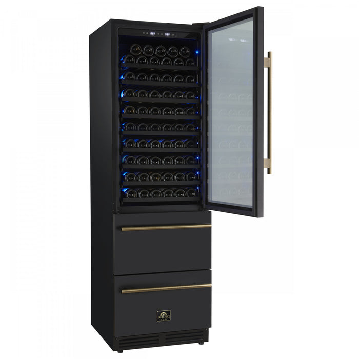 Forno Azienda 24\" Dual Zone Wine Cooler, 15.8 Cu.Ft, 108 Bottles & 100 Cans, Black - FWCDR6628-24BLK Refrigerator