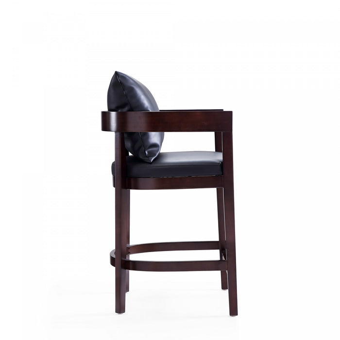 Ritz Mid-Century Modern Wood Upholstered Counter Stool in Black - Set of 2