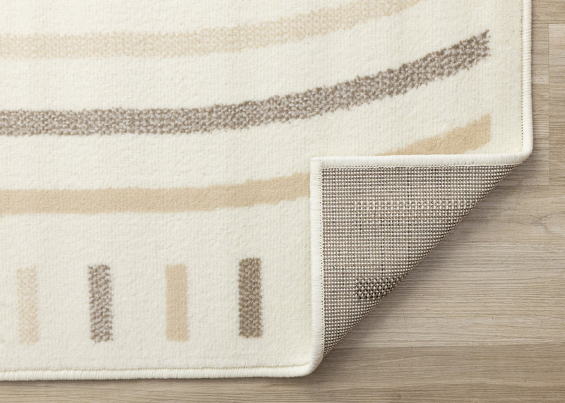 Forte Cream Beige Brown Curvy Lines Area Rug - 5'3\" x 7'5\"