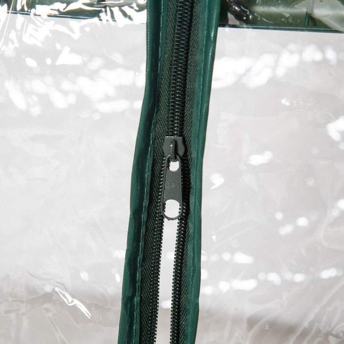 Outsunny 3 Tier Mini Greenhouse Portable Plant Greenhouse With Roll Up Door And Wire Shelves, 27\" X 19\" X 49\", Clear
