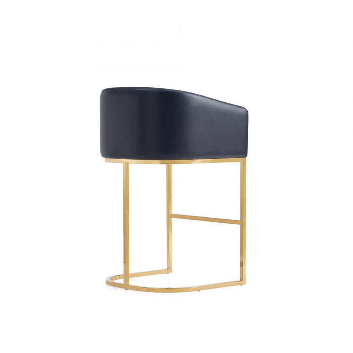 Louvre Mid-Century Modern Metal Upholstered Counter Stool in Black - Set of 3 Bar Stool
