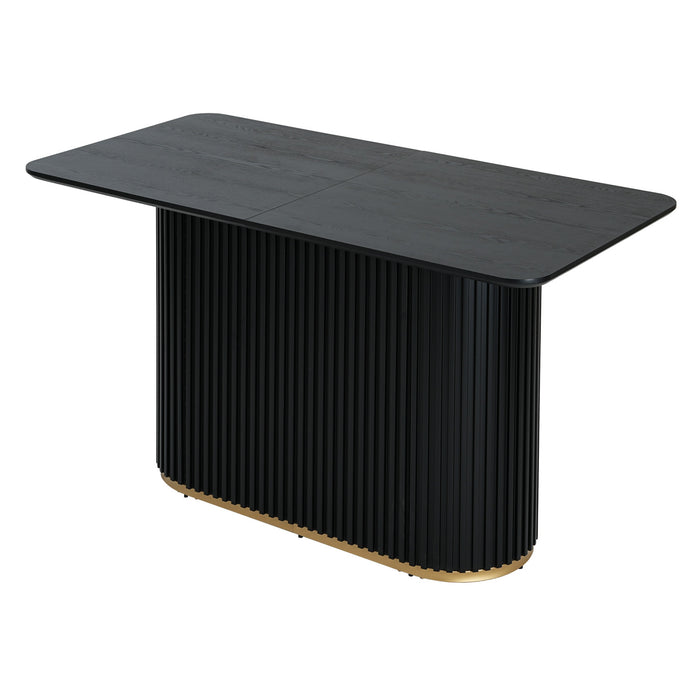 Jett 63 Inch Modern Industrial Dining Table with MDF & Iron Pedestal Base, Black