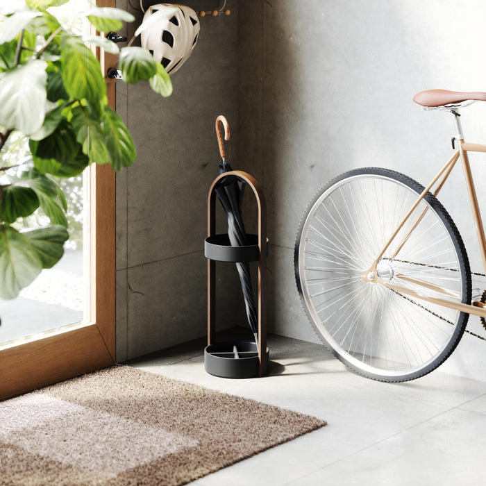 Umbra Modern Steel Bellwood Umbrella Stand - Black and Walnut