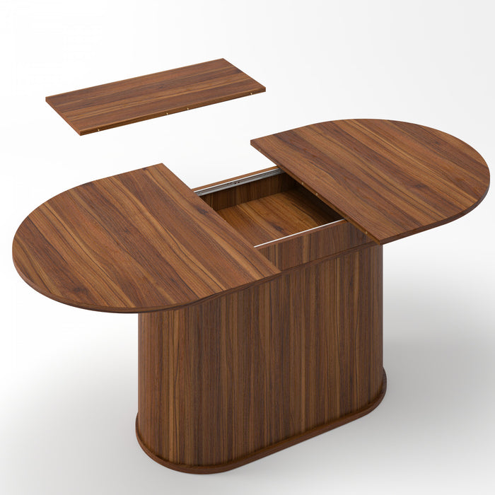 Noah Extendable Oval Dining Table with Striped Legs,Brown