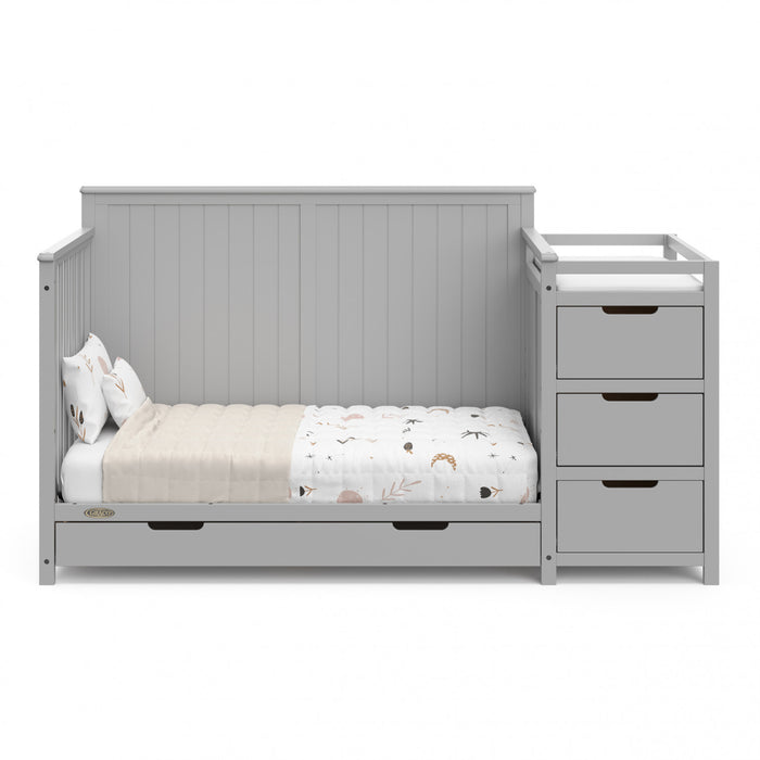 Graco Hadley 5-in-1 Convertible Crib and Changer with Drawer - Pebble Gray