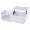 James Lift Up Coffee Table with Hidden Storage and LED Lighting,White | James table basse relevable – table avec rangement cache et eclairage LED, blanc