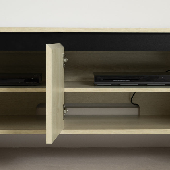 Flam 59\" TV Stand with Doors - Bleached Oak