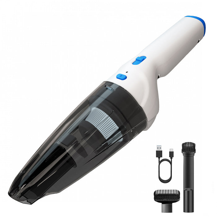 Panni 8V Cordless Hand Vacuum with USB Charging, Crevice Tool, Dusting Brush, White, H5012