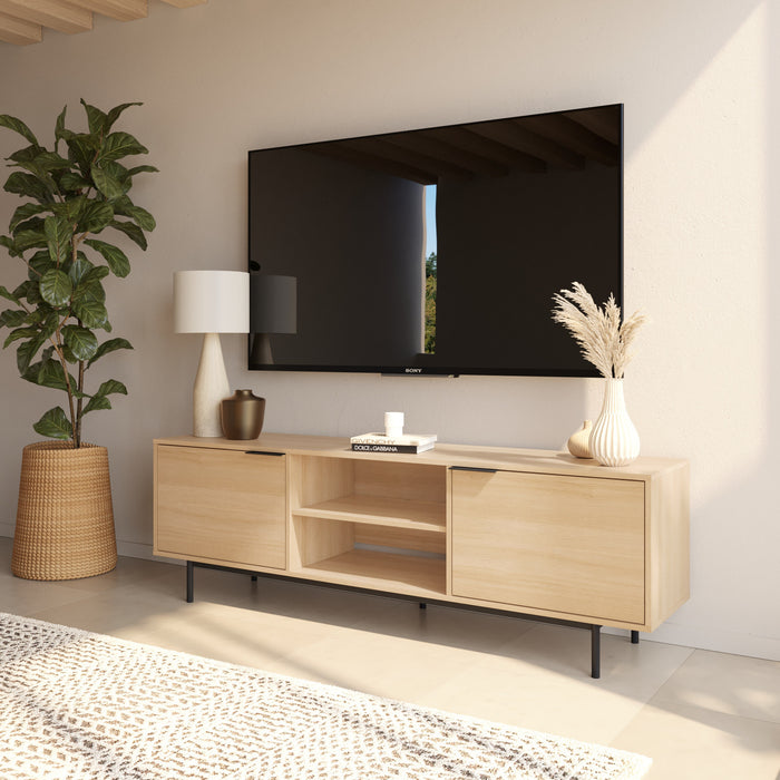 Nordika Hamilton 70\" TV Stand with 2 Storage Cabinets - Natural Blonde Oak