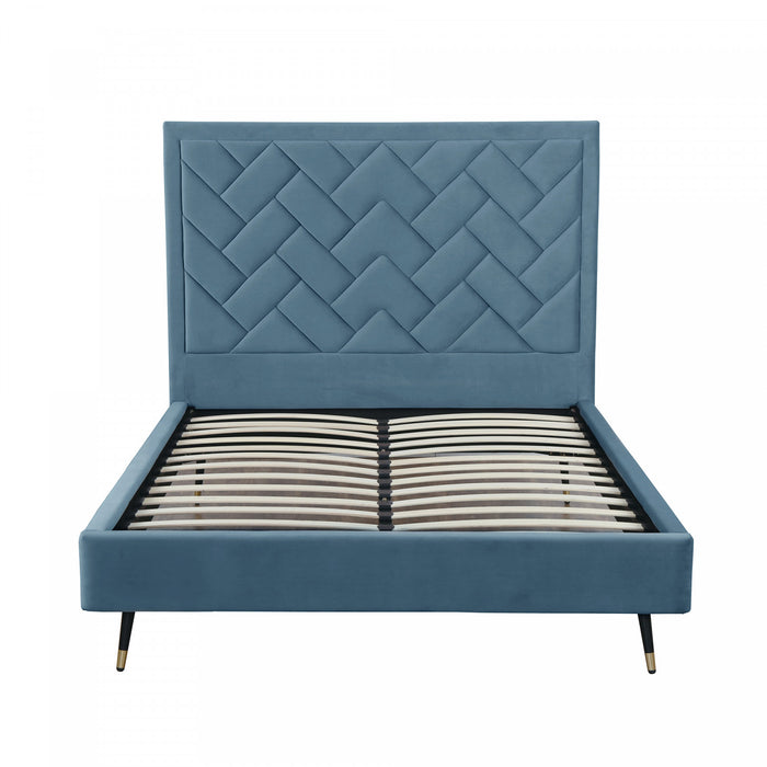 Crosby Modern Upholstered Velvet Queen Bed in Blue