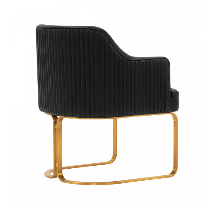 Raya Modern Wood Vegan Leather Dining Chair in Black - Set of 2