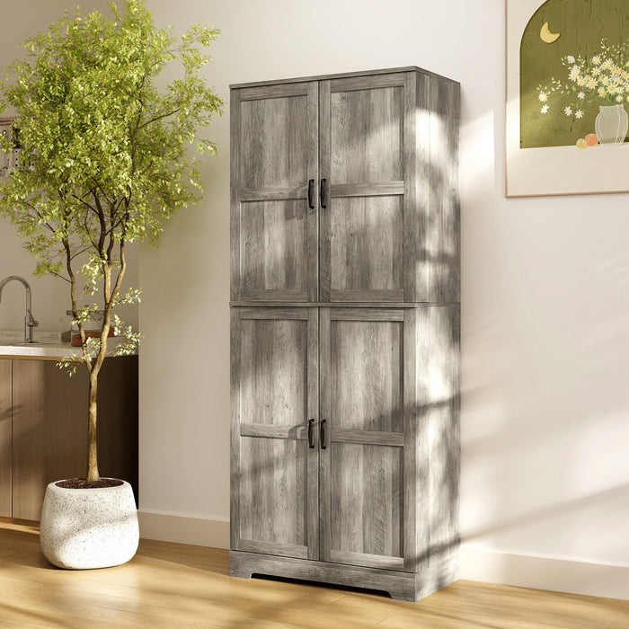HOMCOM Farmhouse Kitchen Pantry Cabinet, Kitchen Storage Cabinet, Grey