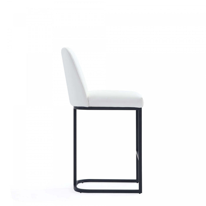 Serena Modern Metal Upholstered Counter Stool in White Armoire