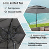Costway 10 ft 3-tier Vented Patio Umbrella Large Market Table Umbrella Outdoor Sun Shade Gray