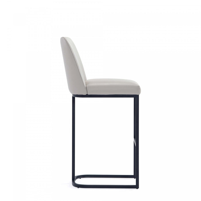 Serena Modern Metal Upholstered Barstool in Light Gray - Set of 3 Bar Stool