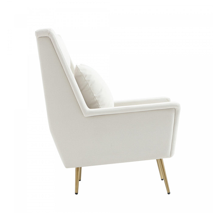 Vista Mid-Century Modern Metal Upholstered Lounge Chair in Ecru