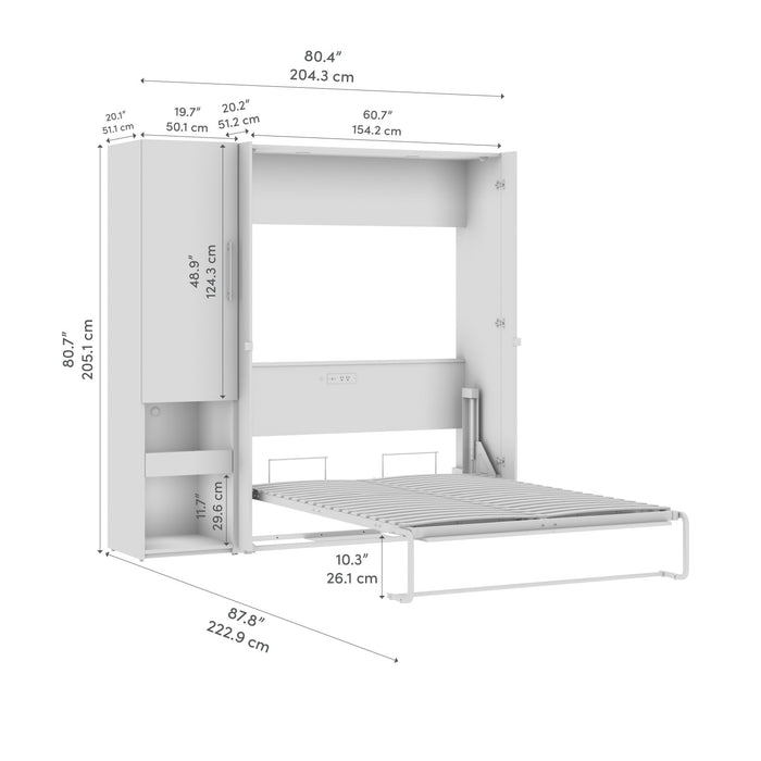 Bestar Avalon Full Murphy Bed & Storage Cabinet with Pull-Out Shelf (81 W)