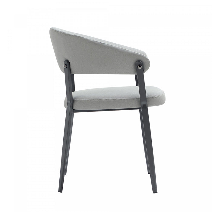 Belle Modern Metal Upholstered Dining Chair in Stone Gray - Set of 2