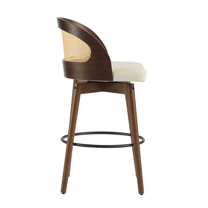 Calvin Indoor Counter Height Swivel Bar Stool Set of 4 with Ergonomic Backrest,Walnut
