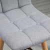 HOMCOM Bar Stool Set of 2 Upholstered Kitchen Stool w/ Wood Legs, Grey