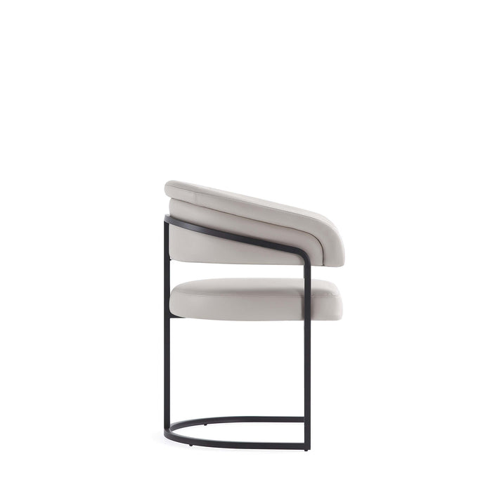 Augusta Modern Metal Vegan Leather Dining Chair in Light Gray - Set of 4