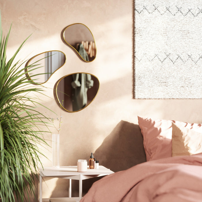 Umbra Hubba Brass Pebble Mirrors - Set of 3