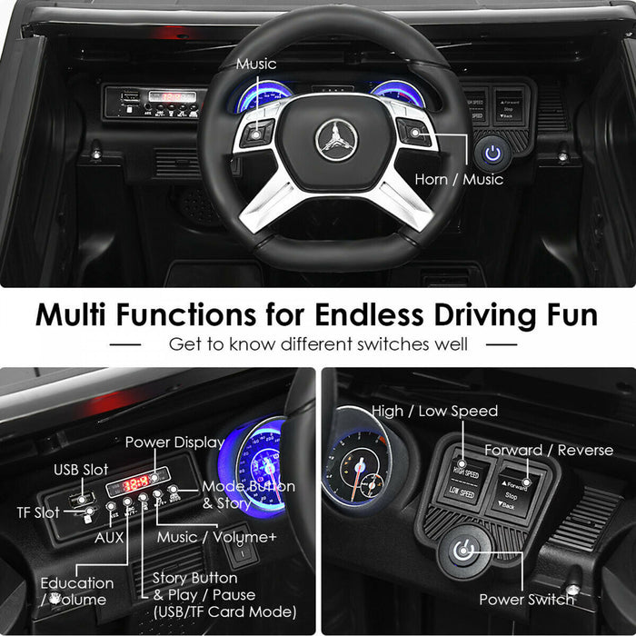 12v Licensed Mercedes-benz Kids Ride On Car Rc Motorized Vehicles W/ Trunk Black