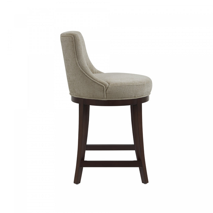Lucia Modern Chenille Wood Counter Stool in Taupe - Set of 3