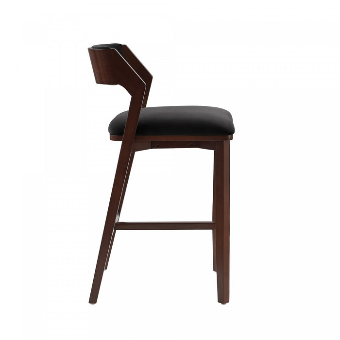 Patricia Modern Wood Upholstered Barstool in Black - Set of 2