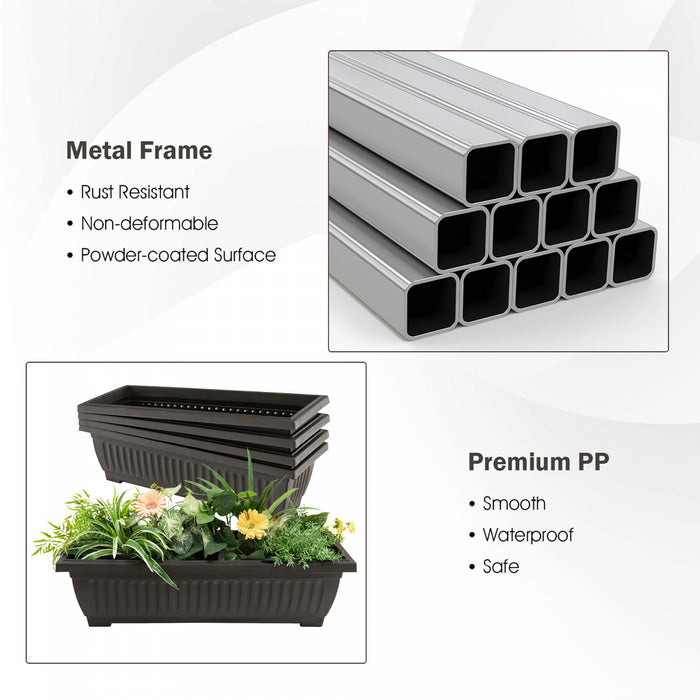 Costway 5 Ft 4-tier Vertical Raised Garden Bed Elevated Planter Box W/4 Container Boxes