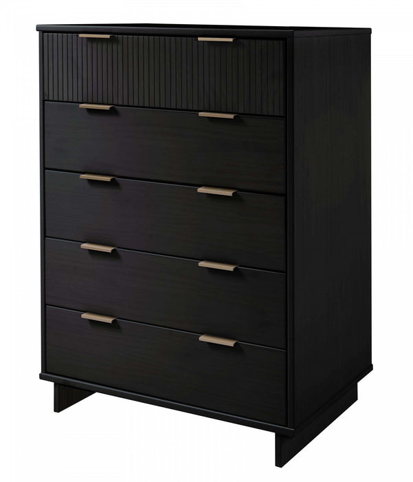 Granville Modern 38\" Chest in Black (5-Drawer)