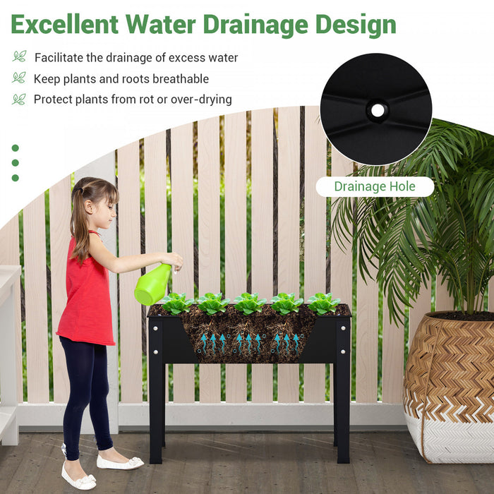 Costway 24\" Raised Garden Bed With Legs Metal Elevated Planter Box Drainage Hole Backyard