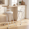 HOMCOM Folding Stools Set of 2, Foldable Bar Stools with PU Seat, White