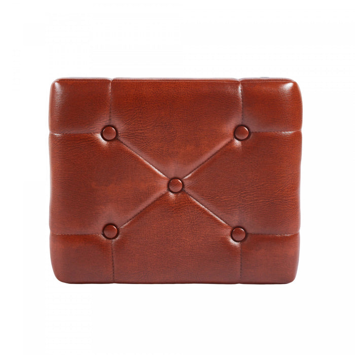 Liam Accent Stool with Tufted Cushion and Metal Legs,Brown Accent Chair