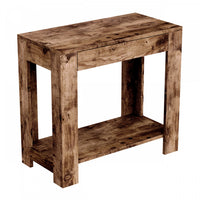 24” Classic Narrow Accent Table With Hidden Storage and Lower Shelf - Brown Reclaimed Wood 