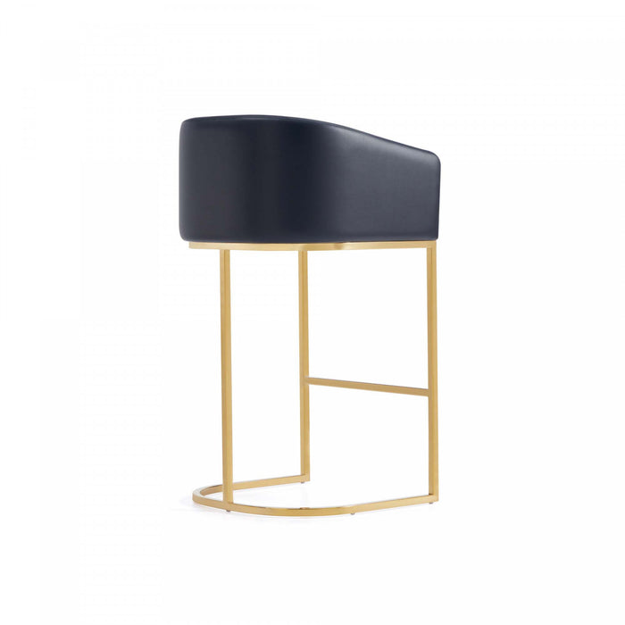 Louvre Mid-Century Modern Metal Upholstered Barstool in Black Bar Stool
