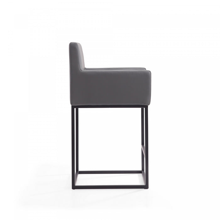 Ambassador Mid-Century Modern Metal Upholstered Counter Stool in Gray - Set of 3 Bar Stool