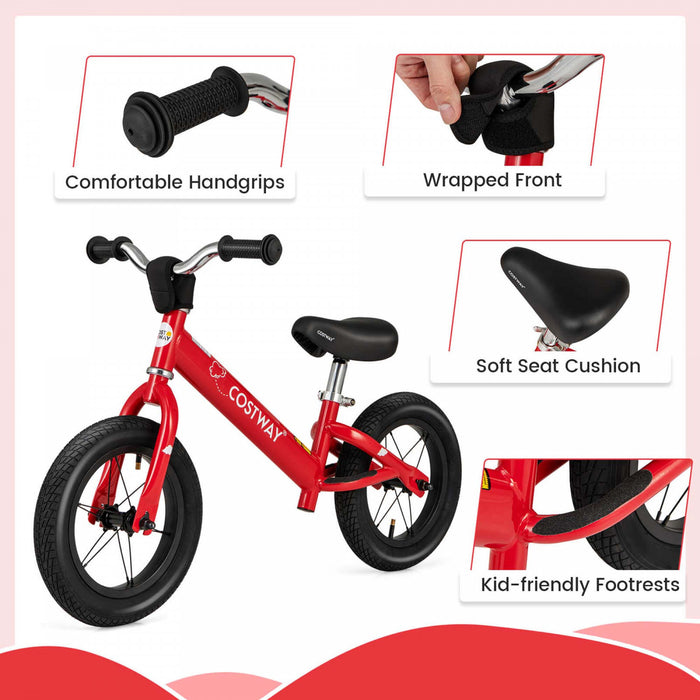 Costway 12 Inch Toddler Balance Bike No Pedal Training Bicycle With Inflatable Rubber Tires Red