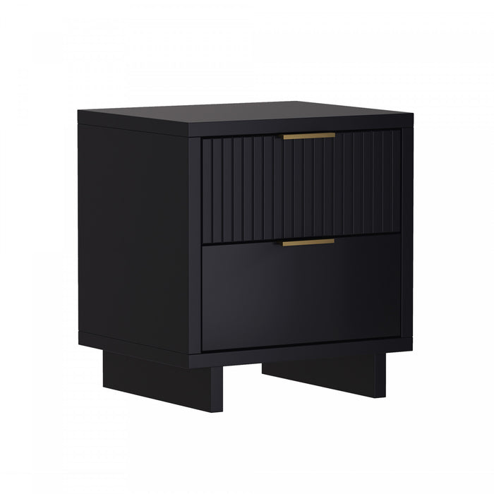 Elara Contemporary 18\" Solid Wood Nightstand in Black (2-Drawer)