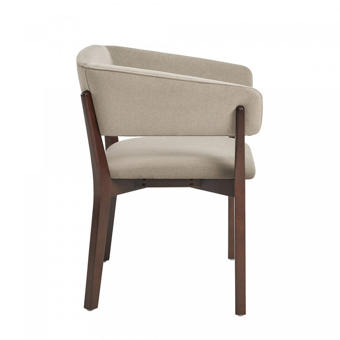 Blake Modern Faux Mohair Wood Armchair in Natural - Set of 2 Dining Chair