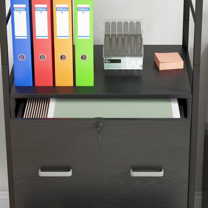 Vinsetto 2 Drawer File Cabinet with Lock, Adjustable Hanging Bar, Black