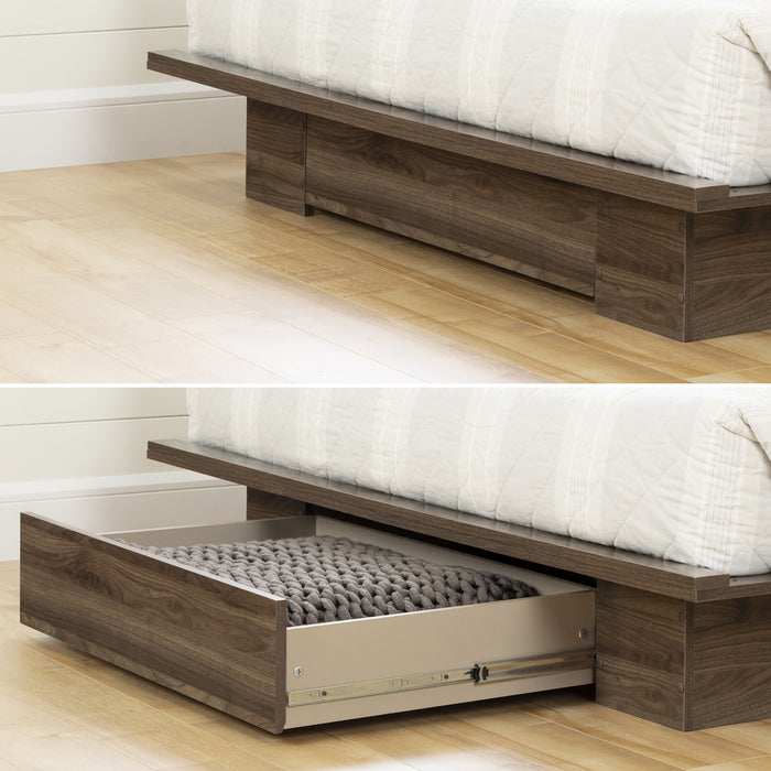 Tao Platform Bed And Headboard Set Natural Walnut - South Shore