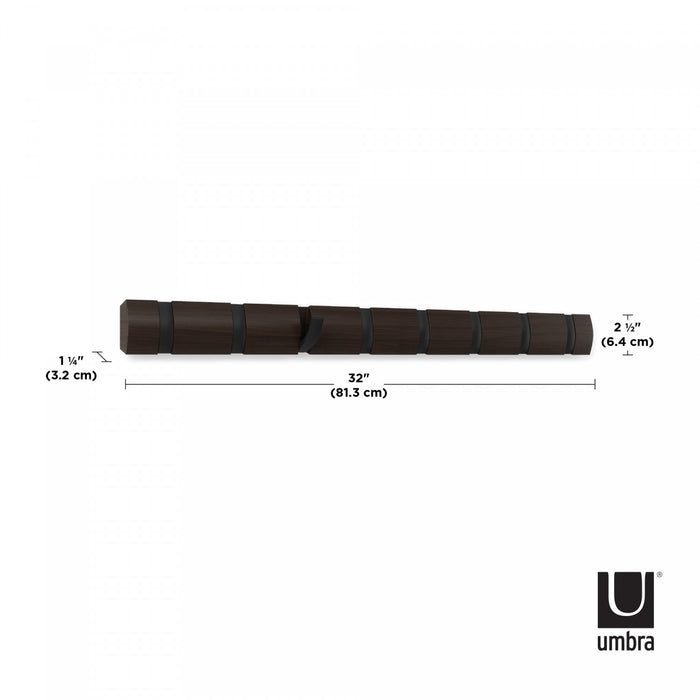 Umbra Flip Wall-Mounted Hooks - Black and Walnut