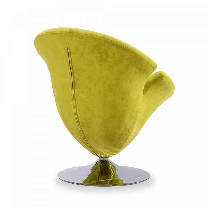 Tulip Modern Velvet Swivel Lounge Chair in Green - Set of 2