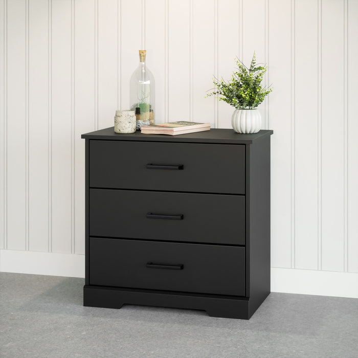 Prepac Rustic Ridge Farmhouse 3-Drawer Nightstand - Black