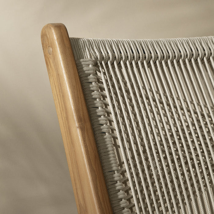 Agave Woven Rope & Teak Dining Chair Set of 2 - Cream & Natural